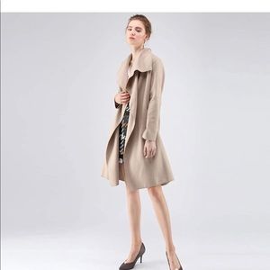 FREE MYSELF OPEN FRONT WOOL-BLEND COAT IN SAND